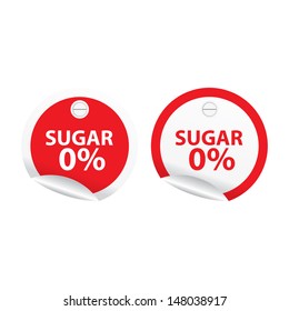 Sugar Free,Sugar 0% Label set, Vector Illustration 