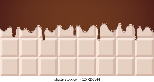 sugar glaze on white chocolate bar background vector illustration EPS10