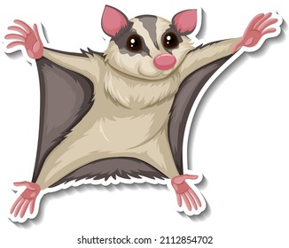 Sugar glider animal cartoon sticker illustration