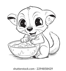 Sugar glider, Black and white coloring pages for kids, simple lines, cartoon style, happy, cute, funny, animal in the world