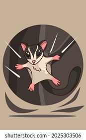 Sugar glider cartoon hand drawing vector illustration 