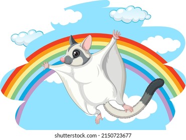 Sugar Glider Flying In Sky Illustration