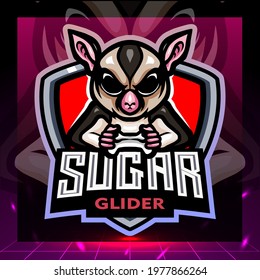 Sugar glider gaming mascot. esport logo design