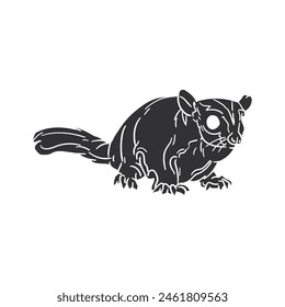 Sugar Glider Icon Silhouette Illustration. Tiere Vektorgrafik Grafik Piktogramm Symbol Clip Art. Doodle Sketch Black Sign.