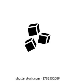 Sugar icon in black flat glyph, filled style isolated on white background