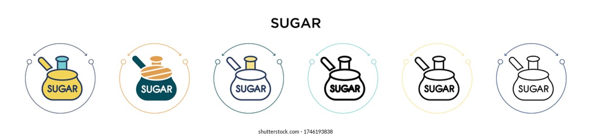 Sugar icon in filled, thin line, outline and stroke style. Vector illustration of two colored and black sugar vector icons designs can be used for mobile, ui, web