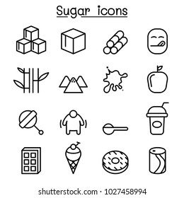 Sugar icon set in thin line style