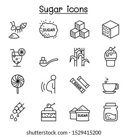 Sugar icon set in thin line style