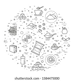 Sugar icon set in thin line style