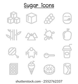 Sugar icon set in thin line style