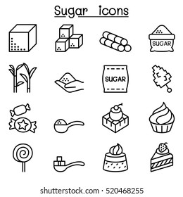 Sugar icon set in thin line style