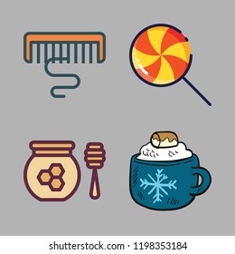 sugar icon set. vector set about chocolate, honey, comb and lollipop icons set.