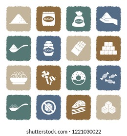 Sugar Icons. Grunge Color Flat Design. Vector Illustration. 