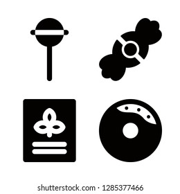 sugar icons set with candy, donut and cereal vector set