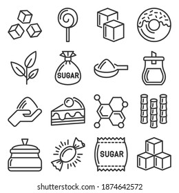 Sugar Icons Set on White Background. Vector