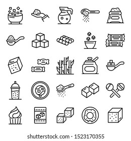 Sugar icons set. Outline set of sugar vector icons for web design isolated on white background