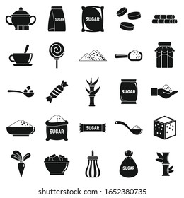 Sugar icons set. Simple set of sugar vector icons for web design on white background