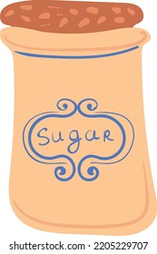 Sugar jar icon. Hand drawn kitchen dishware isolated on white background