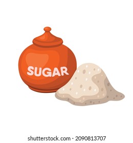 Sugar in jar. Vector illustration.