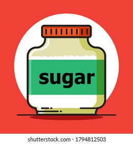 A sugar jar. You can use this image in cafes, restaurants, brochures, posters or other purposes. vector illustration. Flat Design.