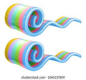 Sugar jelly strip. Colorful chewing gummy candy vector illustration.