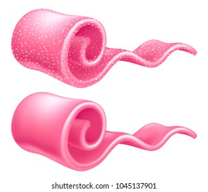 Sugar jelly strip. Pink chewing gummy candy vector illustration.