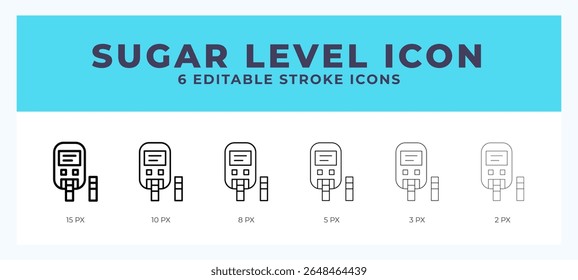 Sugar level line icon for websites and apps. Vector illustration with editable stroke.