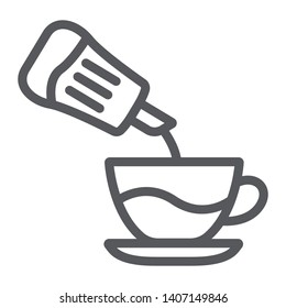 Sugar line icon, drink and sweet, sugar and cup sign, vector graphics, a linear pattern on a white background, eps 10.