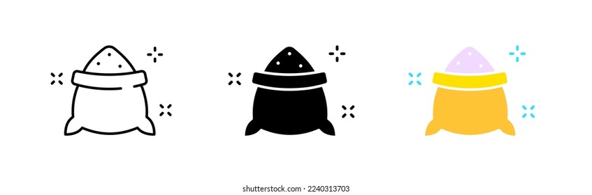 Sugar line icon. Sweetness, sugar cubes, coffee, tea, saucepan, cup, diabetes, sugar bowl, flour. Dessert concept Vector icon in line, black and colorful style on white background