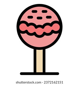 Sugar lollipop icon outline vector. Cake pop. Fancy sweet color flat