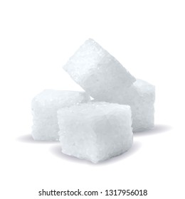 Sugar low poly. Sweet, nutritious, tasty sugar. Refined sugar vector. Refined sugar in triangulation technique. Vector illustration.