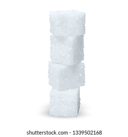 Sugar low poly. Sweet, nutritious, tasty sugar. Refined sugar vector. Refined sugar in triangulation technique. Vector illustration.