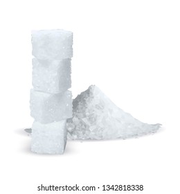 Sugar low poly. Sweet, nutritious, tasty sugar. Refined sugar vector. Refined sugar in triangulation technique. Vector illustration.