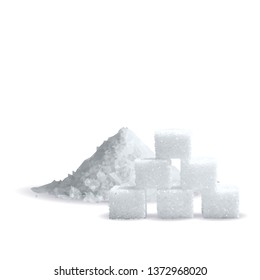 Sugar low poly. Sweet, nutritious, tasty sugar. Refined sugar vector. Refined sugar in triangulation technique. Vector illustration.