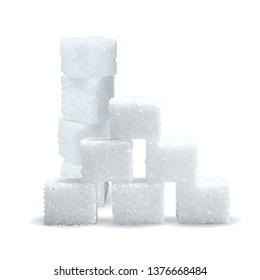 Sugar low poly. Sweet, nutritious, tasty sugar. Refined sugar vector. Refined sugar in triangulation technique. Vector illustration.