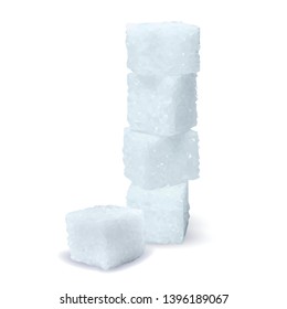Sugar low poly. Sweet, nutritious, tasty sugar. Refined sugar vector. Refined sugar in triangulation technique. Vector illustration.