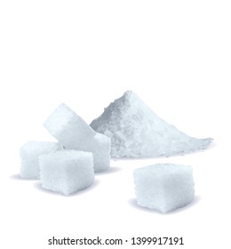 Sugar low poly. Sweet, nutritious, tasty sugar. Refined sugar vector. Refined sugar in triangulation technique. Vector illustration.
