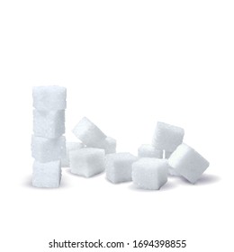 Sugar low poly. Sweet, nutritious, tasty sugar. Refined sugar vector. Refined sugar in triangulation technique. Vector illustration.