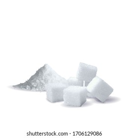 Sugar low poly. Sweet, nutritious, tasty sugar. Refined sugar vector. Refined sugar in triangulation technique. Vector illustration.