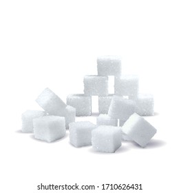 Sugar low poly. Sweet, nutritious, tasty sugar. Refined sugar vector. Refined sugar in triangulation technique. Vector illustration.