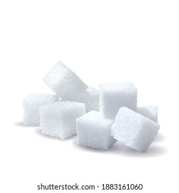 Sugar low poly. Sweet, nutritious, tasty sugar. Refined sugar vector. Refined sugar in triangulation technique. Vector illustration.