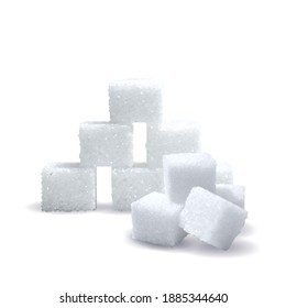 Sugar low poly. Sweet, nutritious, tasty sugar. Refined sugar vector. Refined sugar in triangulation technique. Vector illustration.