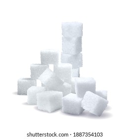 Sugar low poly. Sweet, nutritious, tasty sugar. Refined sugar vector. Refined sugar in triangulation technique. Vector illustration.