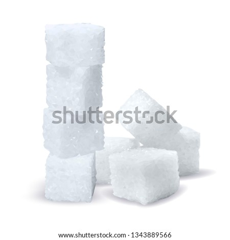 Sugar low poly. Sweet, nutritious, tasty sugar. Refined sugar vector. Refined sugar in triangulation technique. Vector illustration.