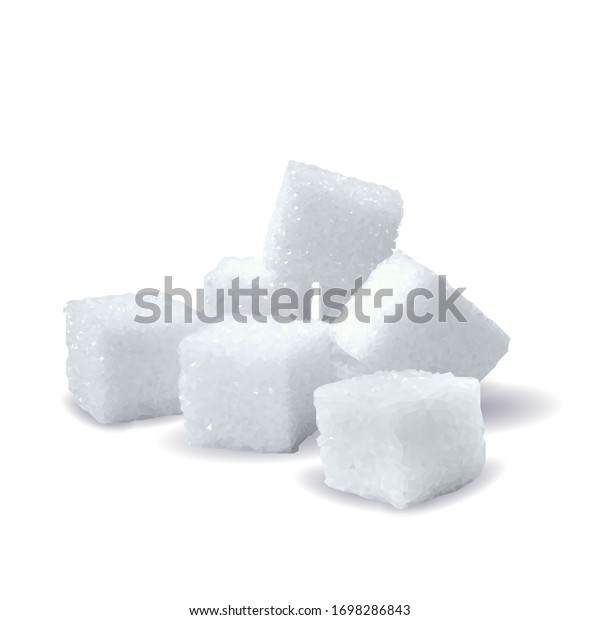 Sugar low poly. Sweet, nutritious, tasty\
sugar. Refined sugar vector. Refined sugar in triangulation\
technique. Vector\
illustration.