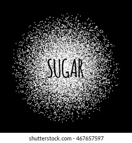 Sugar made of white dots. Vector illustration on black