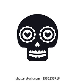Sugar mexican skull for Dia De Los Muertos holiday party. Traditional mexican Halloween design for Day of the dead. Ornament from Mexico.