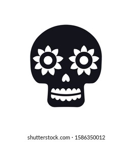 Sugar mexican skull for Dia De Los Muertos holiday party. Traditional mexican Halloween design for Day of the dead. Ornament from Mexico.