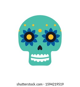 Sugar mexican skull for Dia De Los Muertos holiday party. Traditional mexican Halloween design for Day of the dead. Ornament from Mexico.