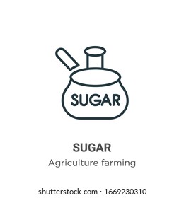 Sugar outline vector icon. Thin line black sugar icon, flat vector simple element illustration from editable agriculture farming and gardening concept isolated stroke on white background